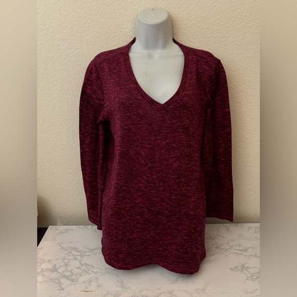 Faded Glory Sweaters - Faded Glory Plus Sz Purple V-Neck Long Sleeve Sweater Womens 1X Soft Heather​​